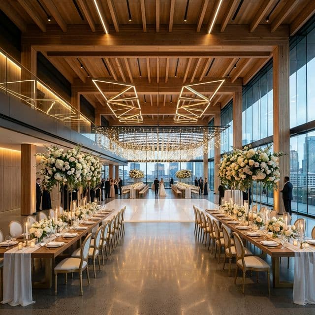 Vista panoramica del salon iluminado